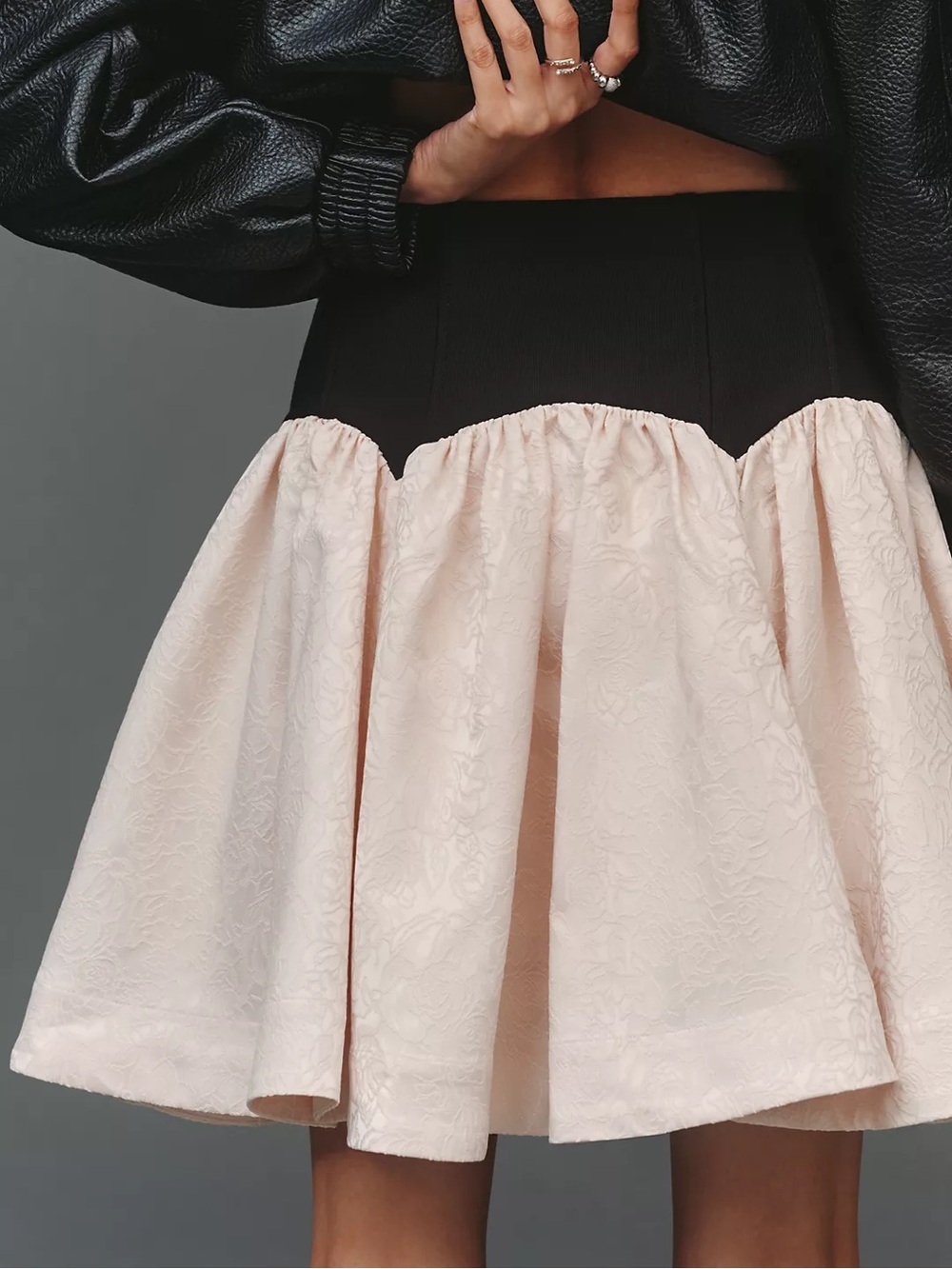 Maeve Basque-Waist Knit Jacquard Mini Skirt